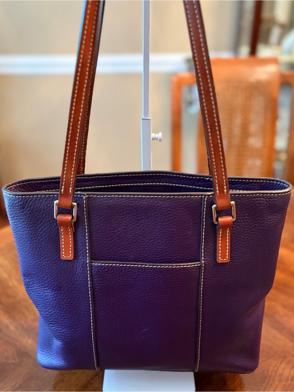 Perfectly Purple Dooney & Bourke “Lexington” Leather Tote Pebble Leather - Picture 3 of 10